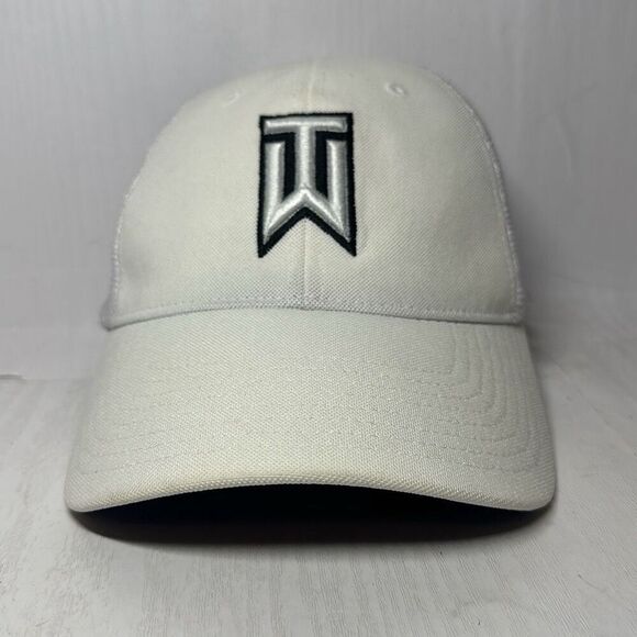 Nike Tiger Woods Ivory Mesh Stretch Hat Flex Fit - Picture 1 of 11